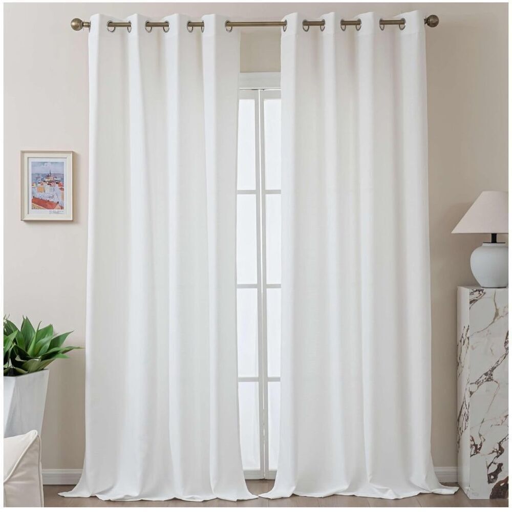 NEW Light Filtering Sheer Curtains, White Linen Curtains 2 Panels Set 55"W x 102